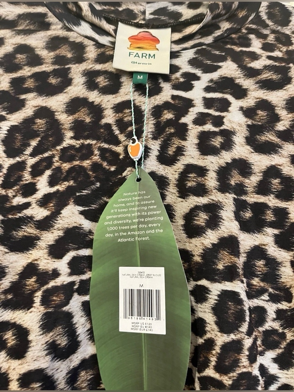 FARM Rio Leopard Mock Neck Mesh Long Sleeve Top - Picture 3 of 5